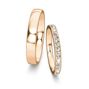 Trouwringen Modern/Romance met diamant-pavé 0,46ct