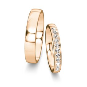 Trouwringen Modern/Romance met diamant-pavé 0,22ct