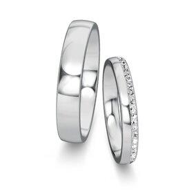 Trouwringen Modern/Romance met diamant-pavé 0,165ct