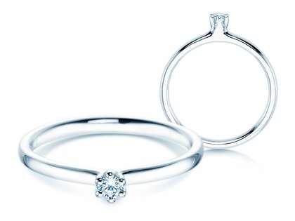 Verlovingsring Classic 6 in 14K witgoud met diamant 0,05ct H/SI