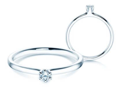 Verlovingsring Classic 6 in 14K witgoud met diamant 0,05ct H/SI
