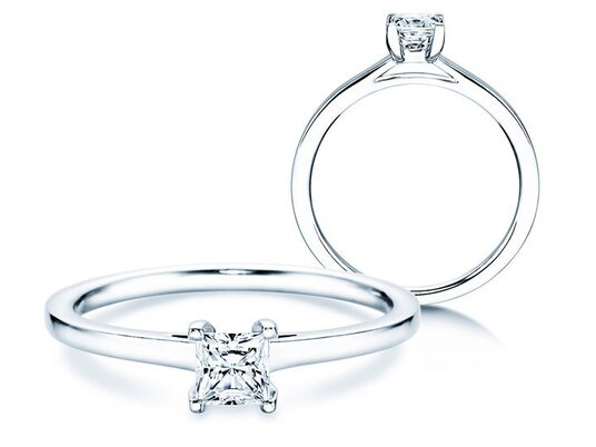 Verlovingsring Princess in 14K witgoud met diamant 0,35ct G/SI