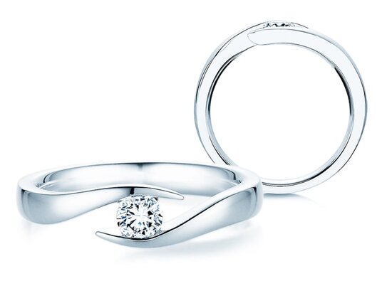 Verlovingsring Twist in zilver 925/- met diamant 0,15ct G/SI