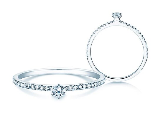 Verlovingsring Classic Pavé in 9K witgoud met diamanten 0,20ct G/SI