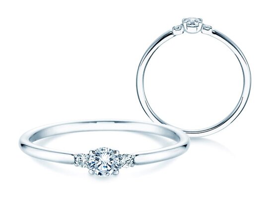 Verlovingsring  in 9K witgoud met diamanten 0,10ct G/SI