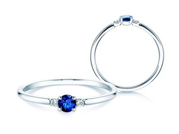 Verlovingsring Vivid Petite in 9K witgoud met saffier 0,08ct en diamanten 0,02ct