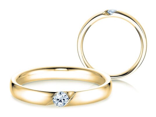 Verlovingsring Italic in 14K geelgoud met diamant 0,20ct H/SI