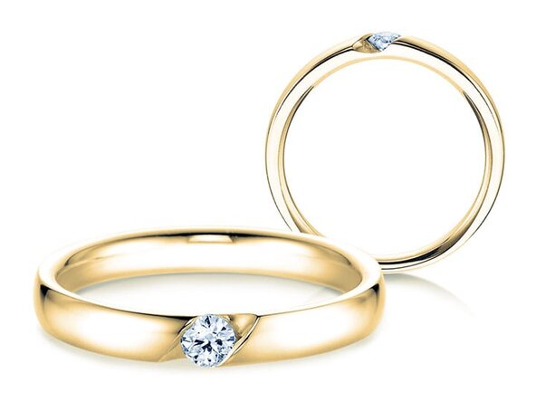 Verlovingsring Italic in 14K geelgoud met Lab-grown diamant 0,15ct E/VS