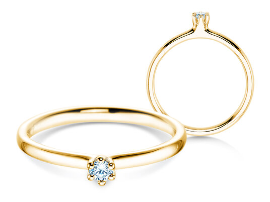 Verlovingsring Classic 6 in 14K geelgoud met diamant 0,05ct H/SI