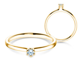 Verlovingsring Classic 6 in 9K geelgoud met diamant 0,05ct G/SI