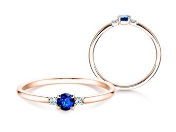 Verlovingsring Vivid Petite in 9K witgoud met saffier 0,08ct en diamanten 0,02ct