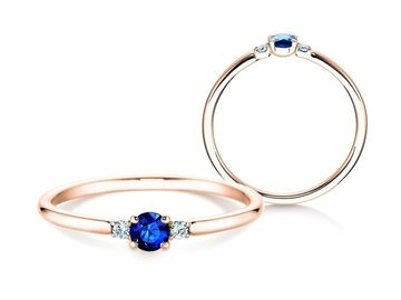 Verlovingsring in 9K witgoud met saffier 0,08ct en diamanten 0,02ct