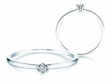 Renaissance officieel metalen Verlovingsringen in wit goud - populair met diamant