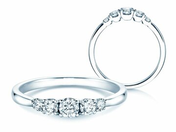 Verlovingsring 5 Diamonds in 14K witgoud met diamanten 0,15ct G/SI