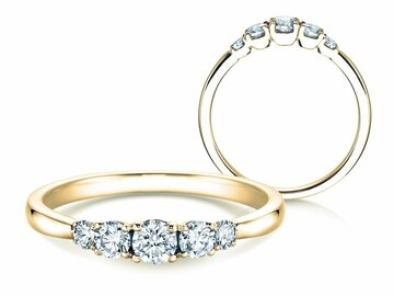 Verlovingsring 5 Diamonds in geelgoud
