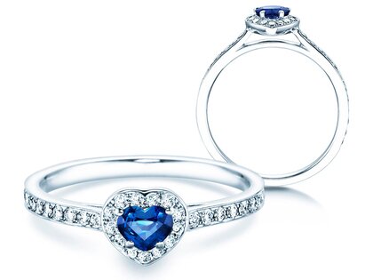 Verlovingsring Heart Saphir in platina