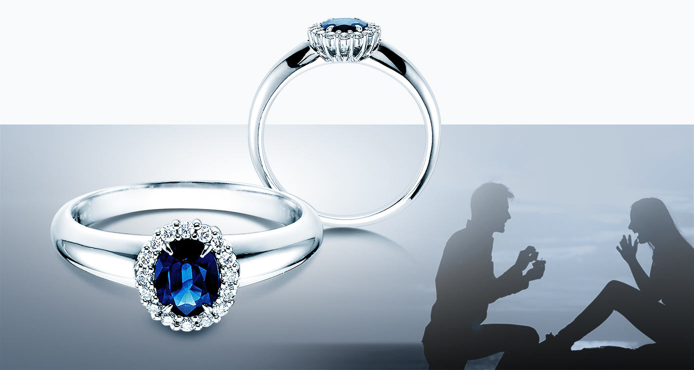 Saffier verlovingsring vergelijkbaar met de ring van Kate Middleton
