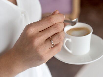 Verlovingsring 3 Stones in 14K roségoud met diamanten 0,40ct G/SI