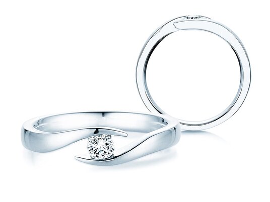 Verlovingsring Twist in 14K witgoud met Lab-grown diamant 0,15ct E/VS