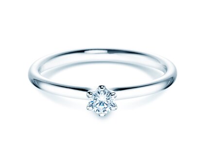 Verlovingsring Classic 6 in 9K witgoud met diamant 0,15ct H/SI