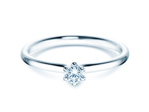 Verlovingsring Classic 6 in 9K witgoud met diamant 0,15ct H/SI