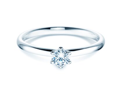 Verlovingsring Classic 6 in 14K witgoud met diamant 0,25ct H/SI