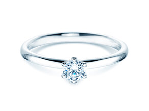 Verlovingsring Classic 6 in 14K witgoud met diamant 0,25ct H/SI