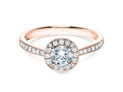 Verlovingsring Halo Classic in 18K roségoud met diamanten 0,78ct G/SI