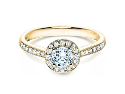 Verlovingsring Halo Classic in 18K geelgoud met diamanten 0,78ct G/SI