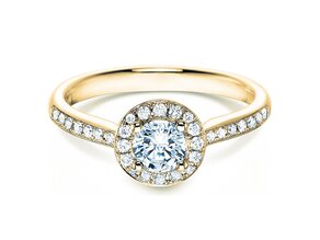 Verlovingsring Halo Classic in 18K geelgoud met diamanten 0,78ct G/SI