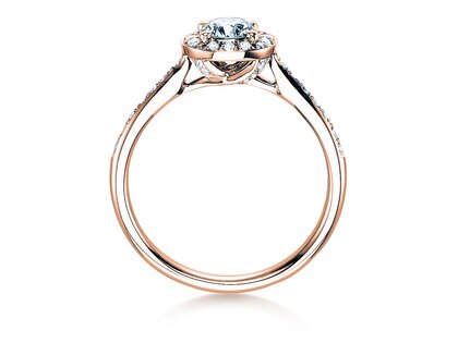 Verlovingsring Halo Classic in 18K roségoud met diamanten 0,78ct G/SI