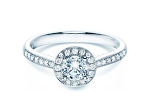 Verlovingsring Halo Classic in 18K witgoud met diamanten 0,78ct G/SI