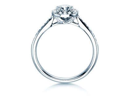 Verlovingsring Halo Classic in 18K witgoud met diamanten 0,78ct G/SI