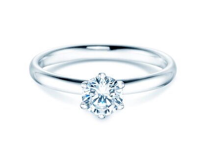 Verlovingsring Classic 6 in 18K witgoud met diamant 0,60ct H/SI