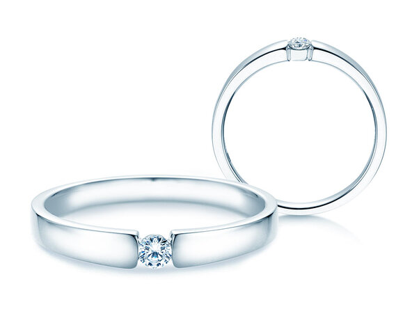Verlovingsring Infinity Petite in 14K witgoud met diamant 0,09ct G/SI