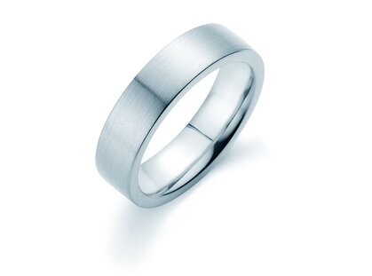 Herenring Modern 5,5mm in platina 950/- mat