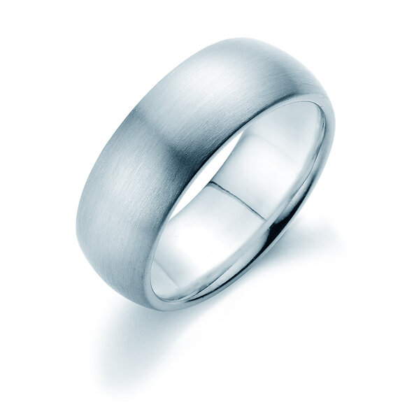 Herenring Classic 7,5mm in 9K witgoud mat