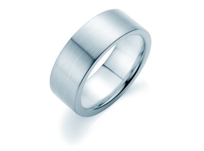 Herenring Modern 8mm in 9K witgoud mat