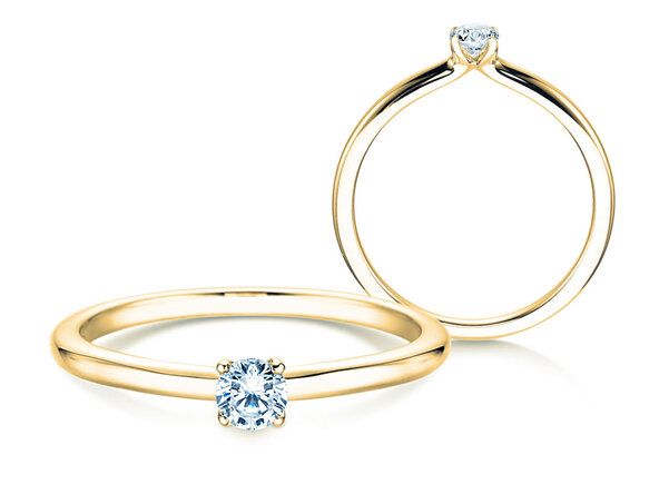 Verlovingsring Classic 4 in 14K geelgoud met diamant 0,15ct H/SI