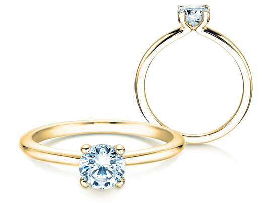 Verlovingsring Classic 4 in 14K geelgoud met diamant 0,60ct H/SI