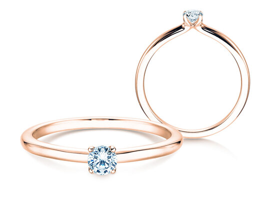 Verlovingsring Classic 4 in 14K roségoud met Lab-grown diamant 0,15ct E/VS