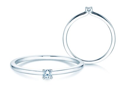 Verlovingsring Classic 4 in 14K witgoud met diamant 0,05ct H/SI