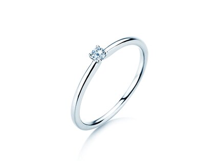 Verlovingsring Classic 4 in 14K witgoud met diamant 0,05ct H/SI