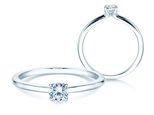 Verlovingsring Classic 4 in 9K witgoud met diamant 0,25ct H/SI