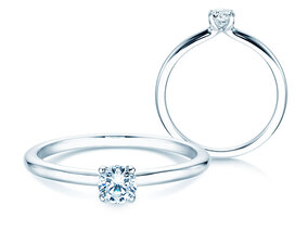 Verlovingsring Classic 4 in 9K witgoud met diamant 0,20ct G/SI