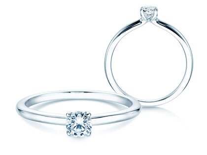 Verlovingsring Classic 4 in 9K witgoud met diamant 0,20ct H/SI