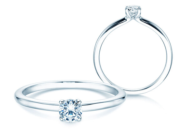 Verlovingsring Classic 4 in 9K witgoud met diamant 0,20ct H/SI
