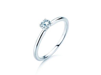 Verlovingsring Classic 4 in 9K witgoud met diamant 0,20ct H/SI
