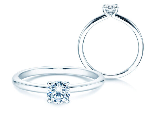 Verlovingsring Classic 4 in 18K witgoud met diamant 0,40ct H/SI