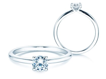 Verlovingsring Classic 4 in 14K witgoud met diamant 0,40ct H/SI